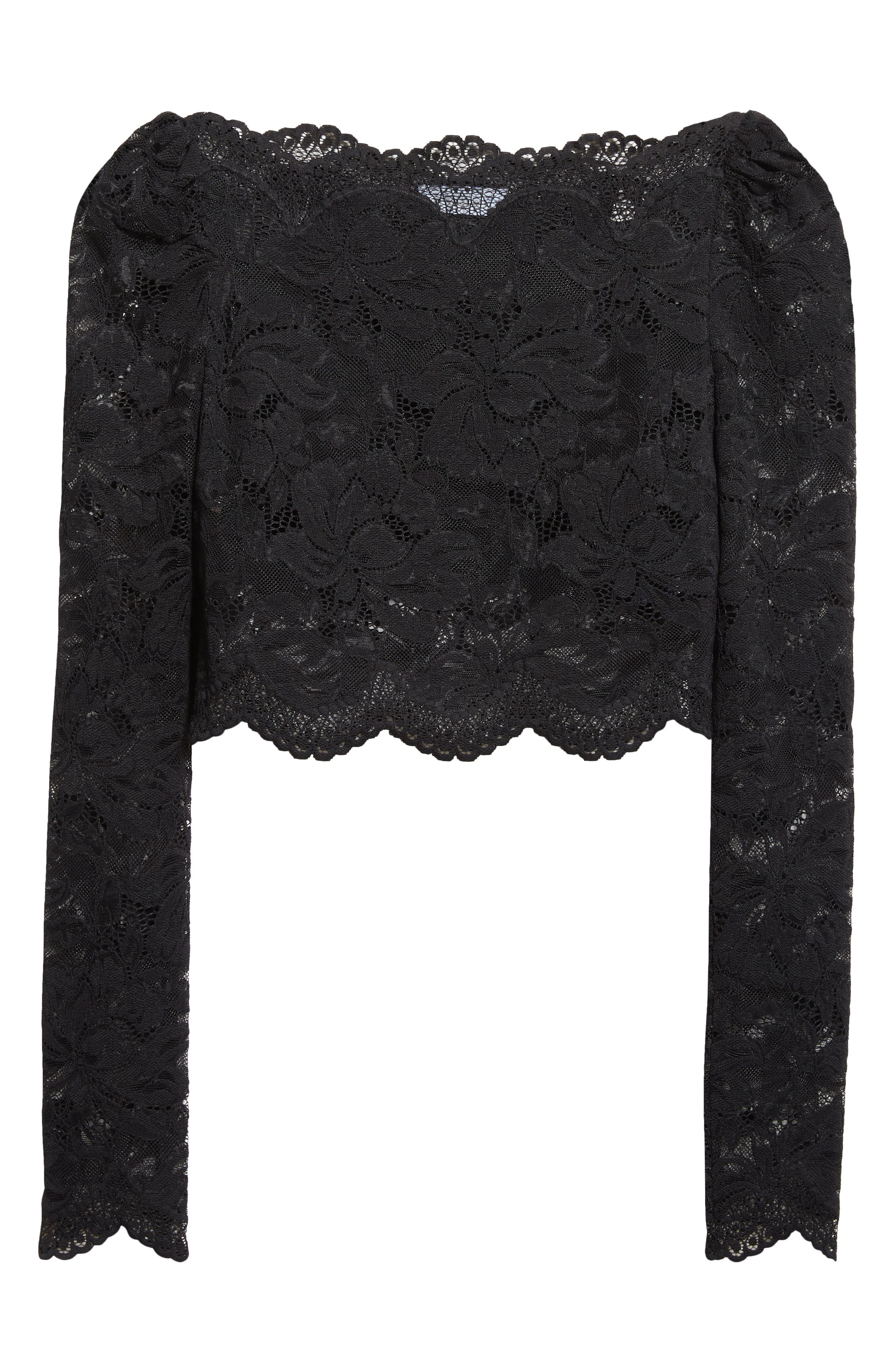 Rabanne Stretch Lace Crop Top in Black at Nordstrom - 6