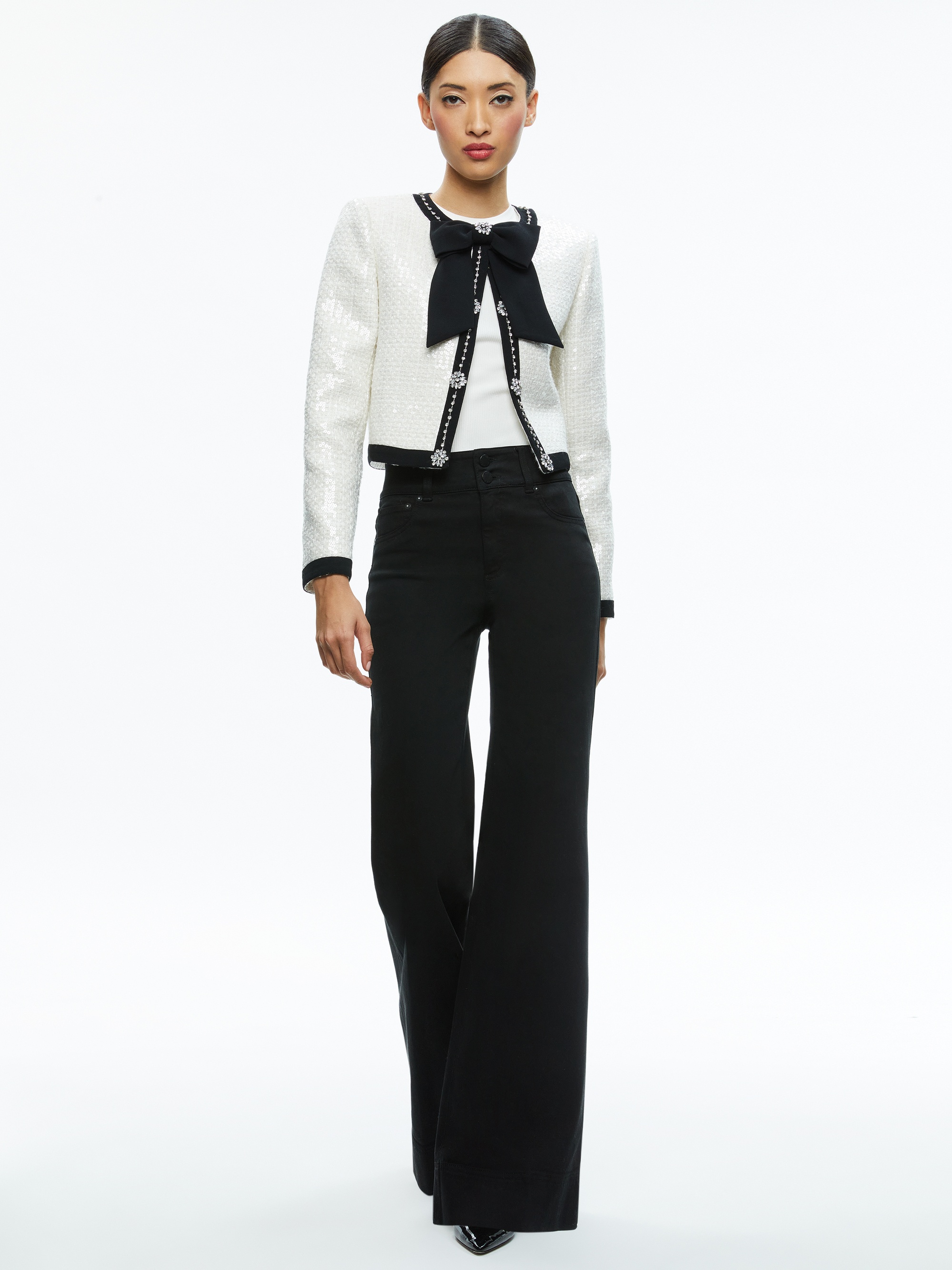 GWYNETH EMBELLISHED CROPPED BOW JACKET - 6