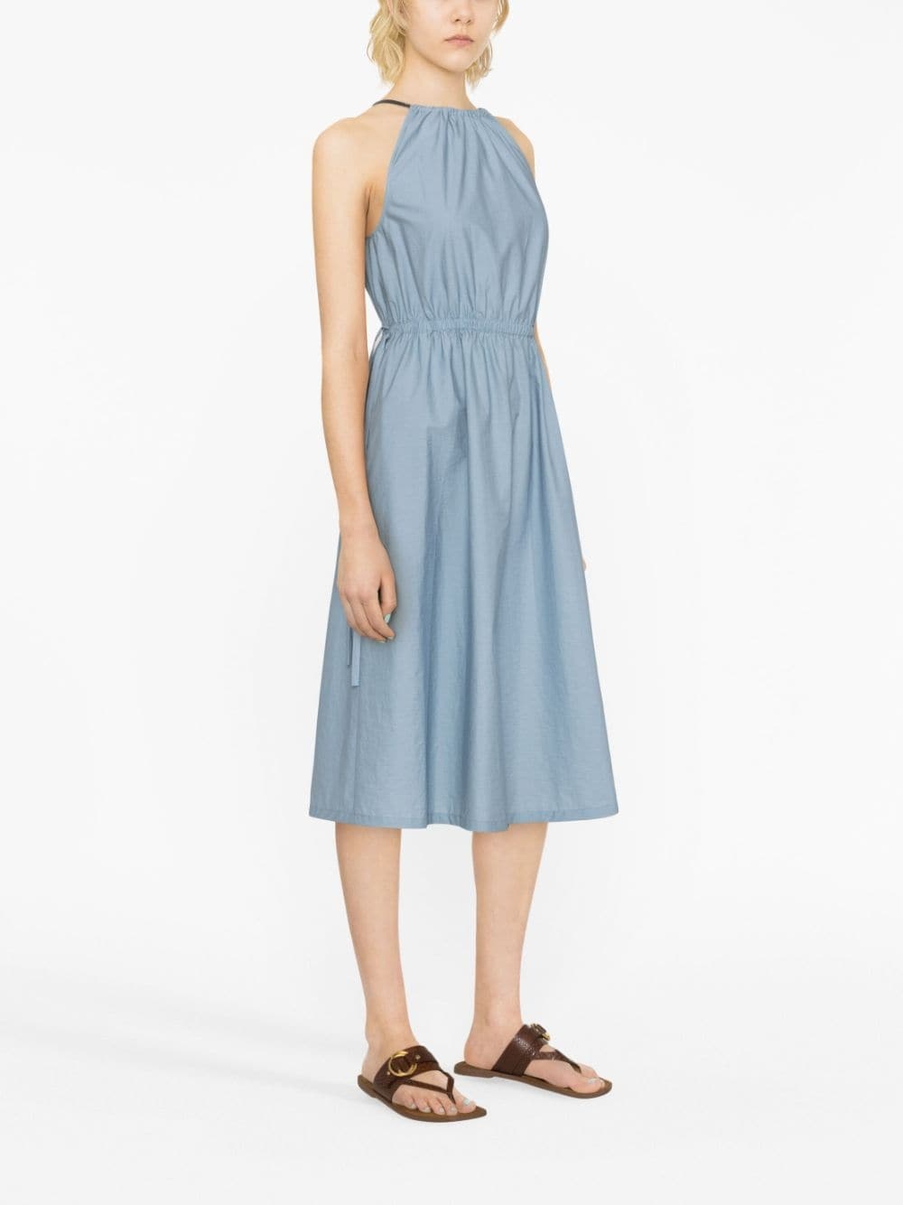 halterneck flared midi dress - 4