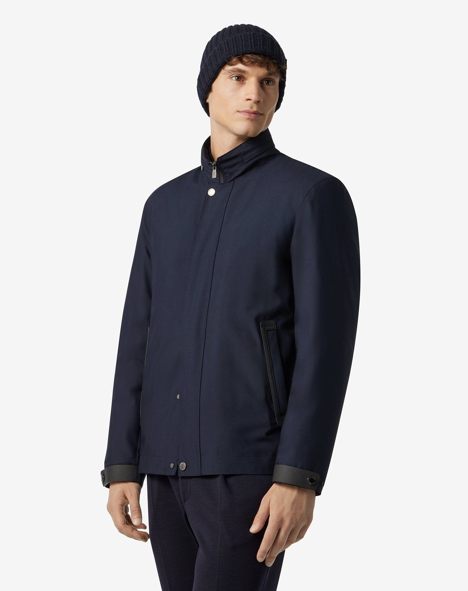Blue technical fabric coat with detachable inner lining - 2
