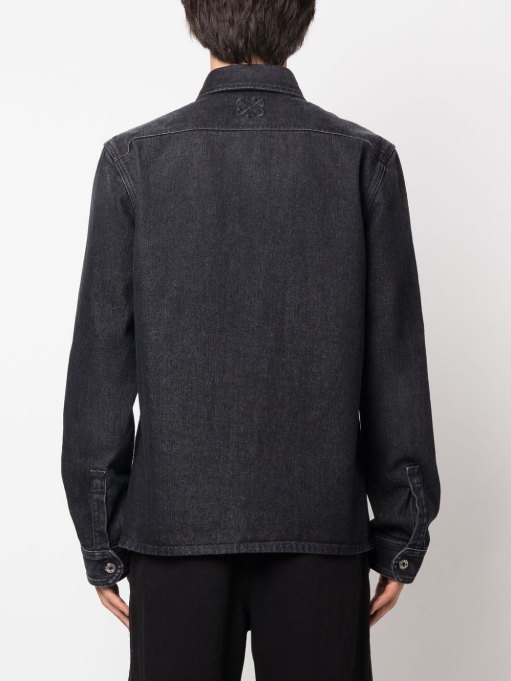 embroidered-logo denim shirt - 4