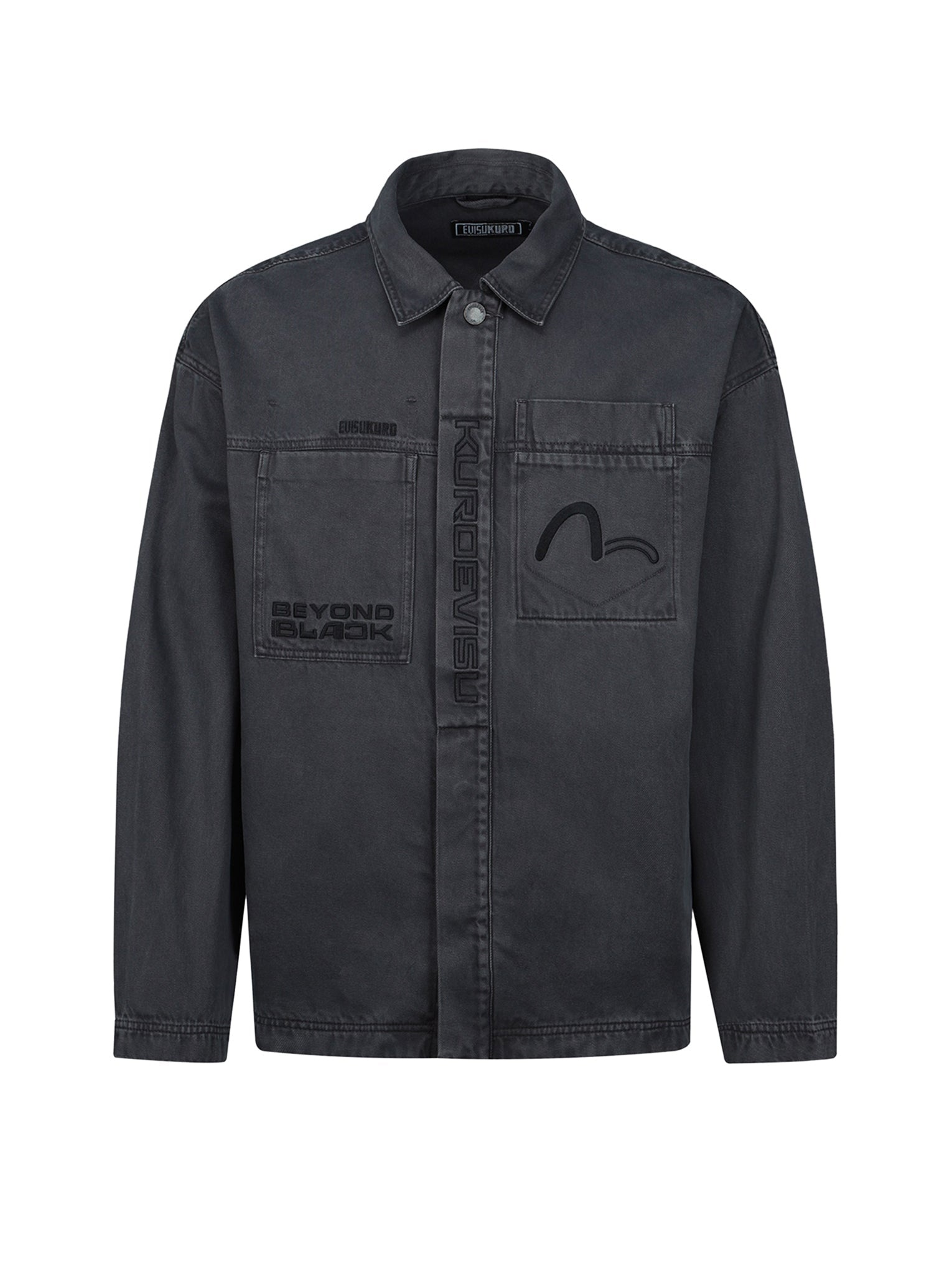 Logo Embroidery Garment Washed Shirt Jacket - 12