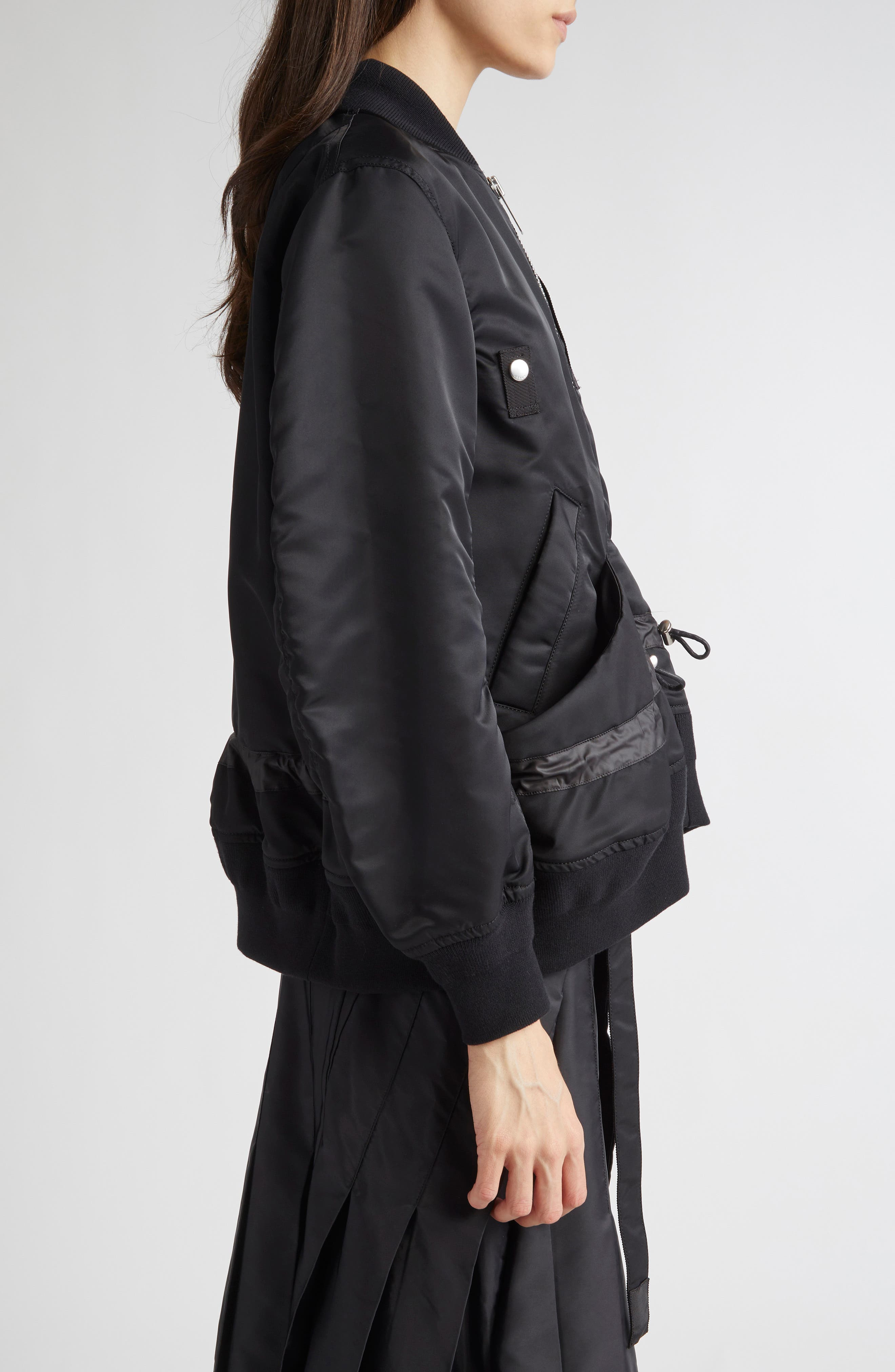 Sacai Blouson Nylon Twill Bomber Jacket in Black at Nordstrom - 4
