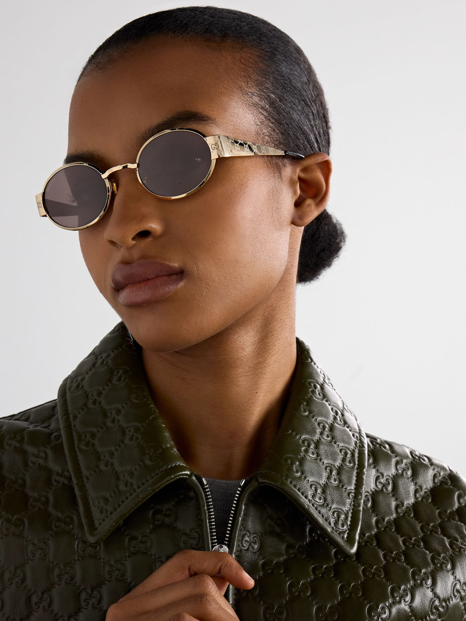 Oval-frame gold-tone sunglasses Gold - 2