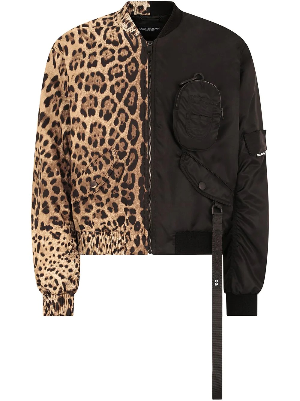 leopard-print spliced bomber jacket - 1