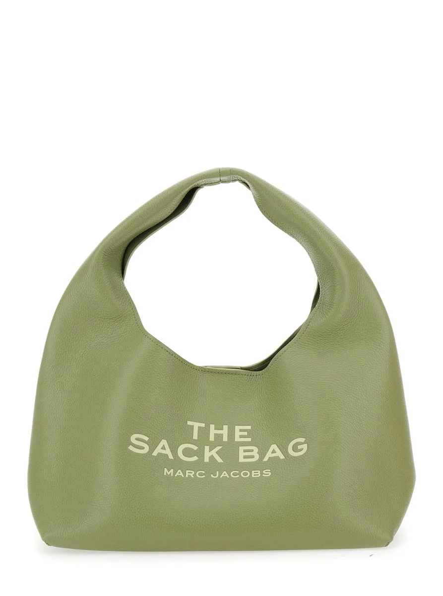 Marc Jacobs 'The Sack' Green Shoulder Bag With Maxi Logo Lettering On The Front And Logo Patch On Th - 1