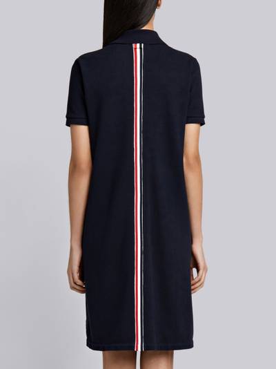 Thom Browne Navy Stripe Cotton Pique Fitted A-line Short Sleeve Polo Shirtdress outlook