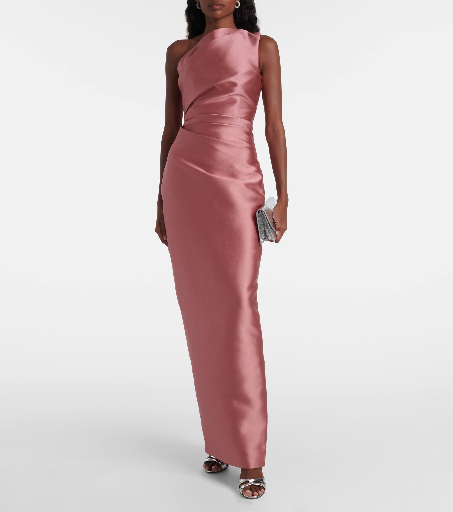 Kira draped one-shoulder satin gown - 2