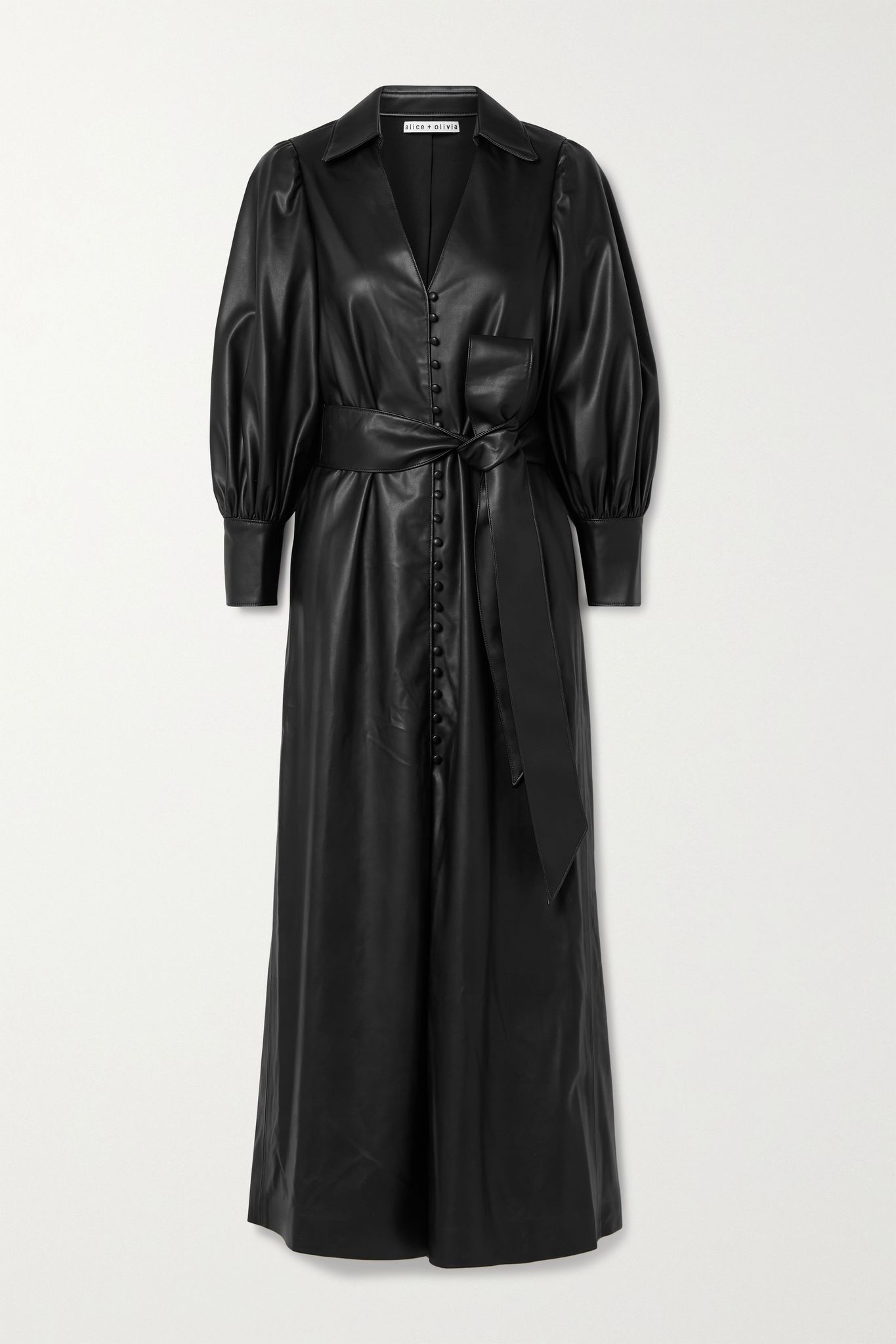 Zarita belted vegan leather maxi shirt dress - 1