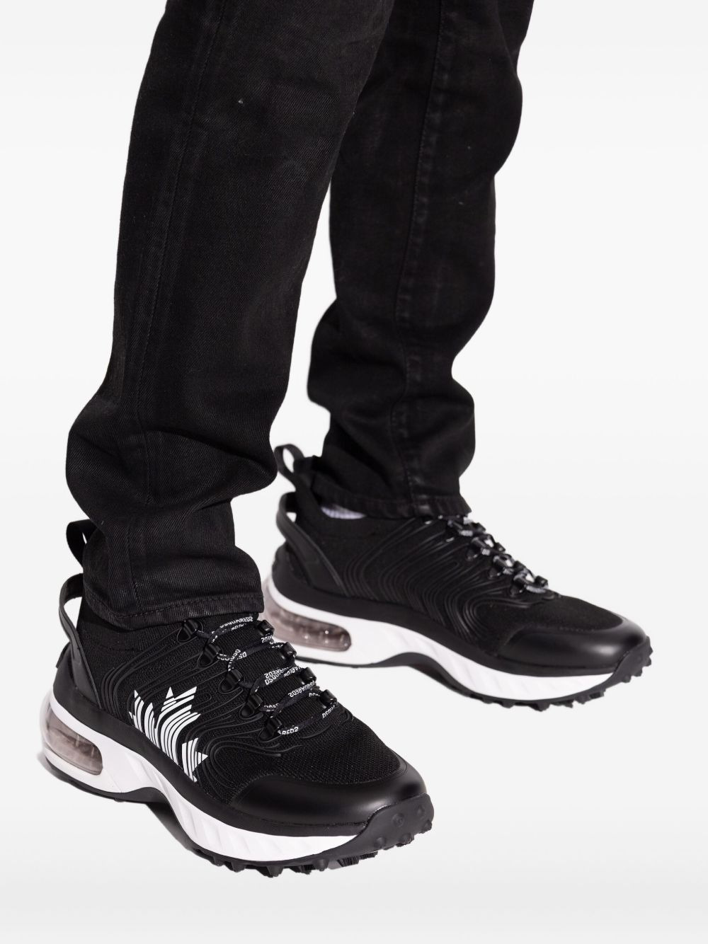 wave-pattern lace-up low-top sneakers - 5