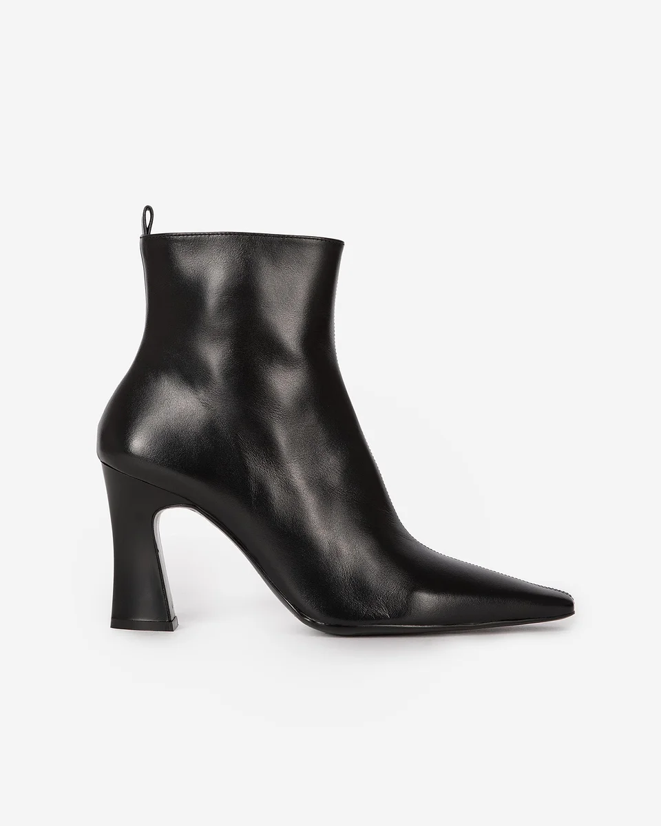 BLACK LEATHER ANKLE BOOTS - 1