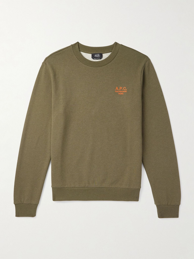 Logo-Embroidered Cotton-Blend Jersey Sweatshirt Green 1