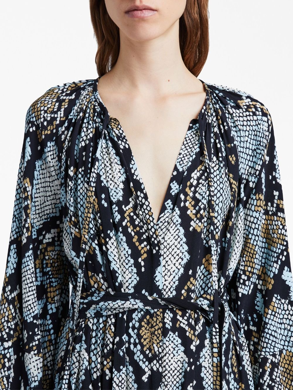 snake-print crepe de chine shirtdress - 5