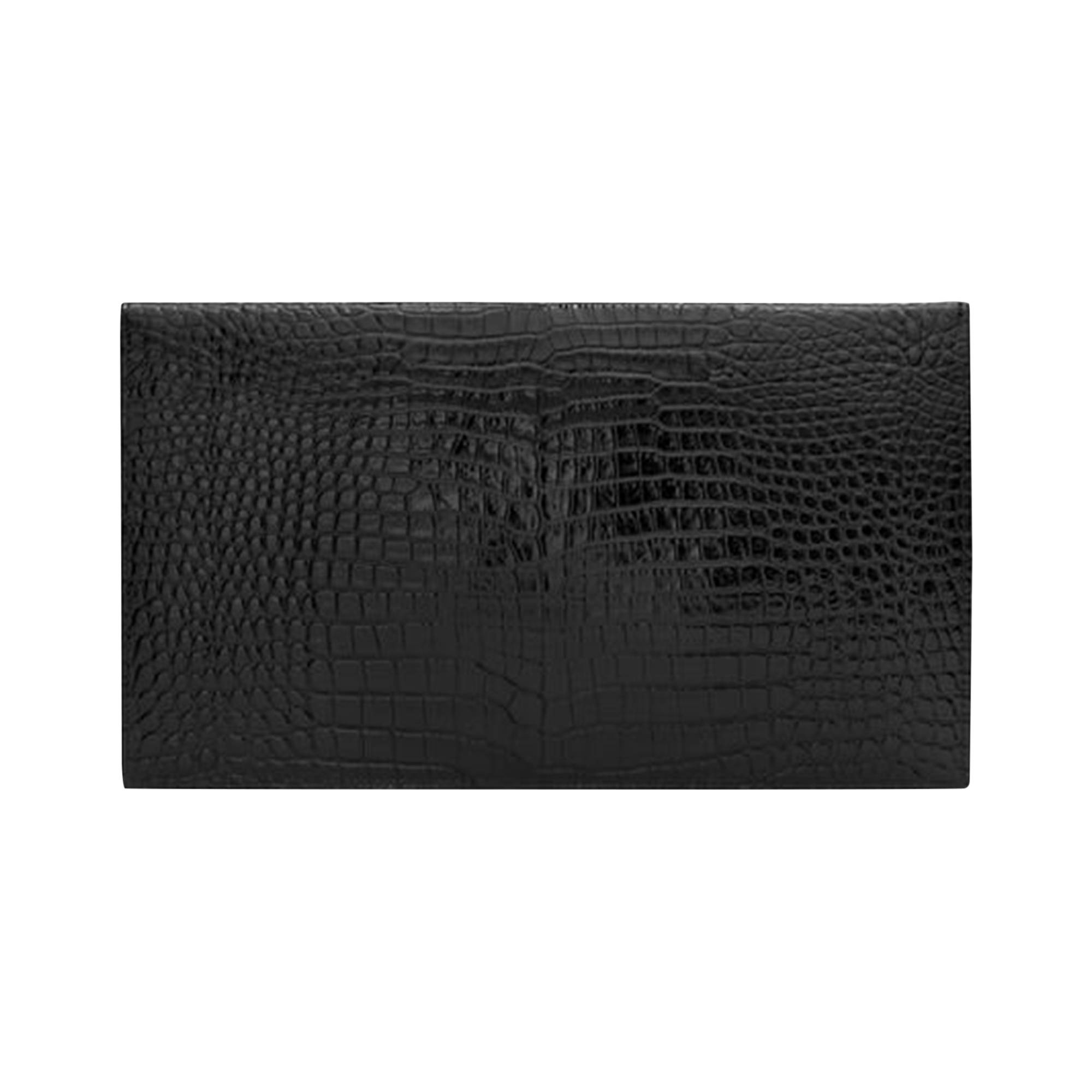 Saint Laurent Uptown Crocodile Embossed Pouch 'Black' - 2
