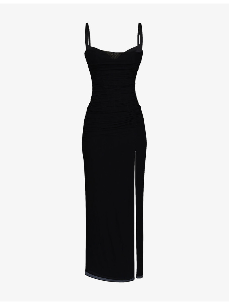 Lini Corset-Bodice Stretch-Mesh Maxi Dress 1