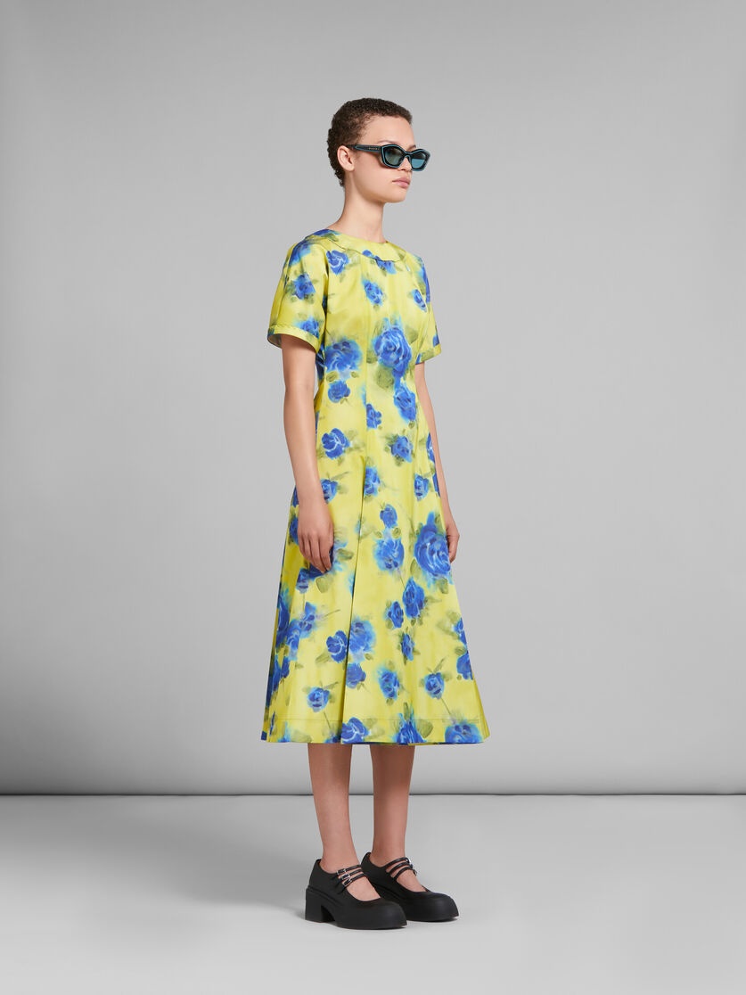 YELLOW TAFFETA MIDI DRESS WITH IDYLL PRINT - 6