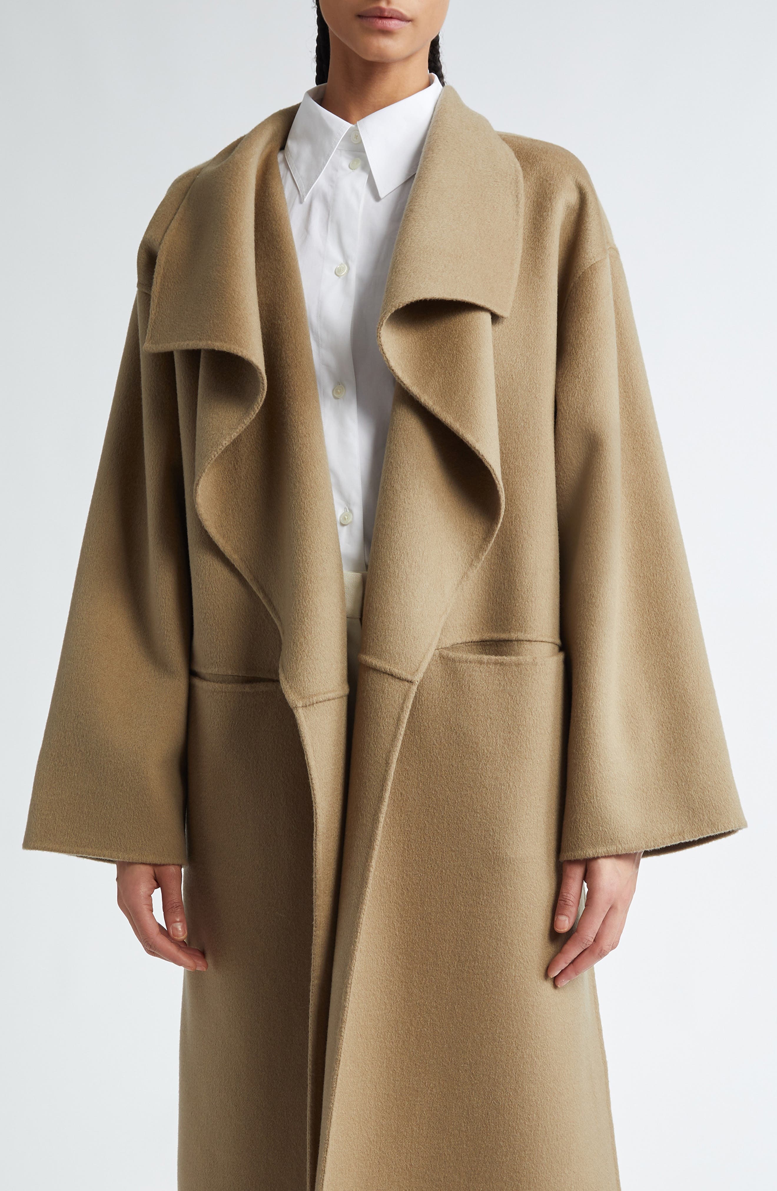 TOTEME Oversize Signature Two-Tone Wool & Cashmere Coat in Truffle at Nordstrom - 4