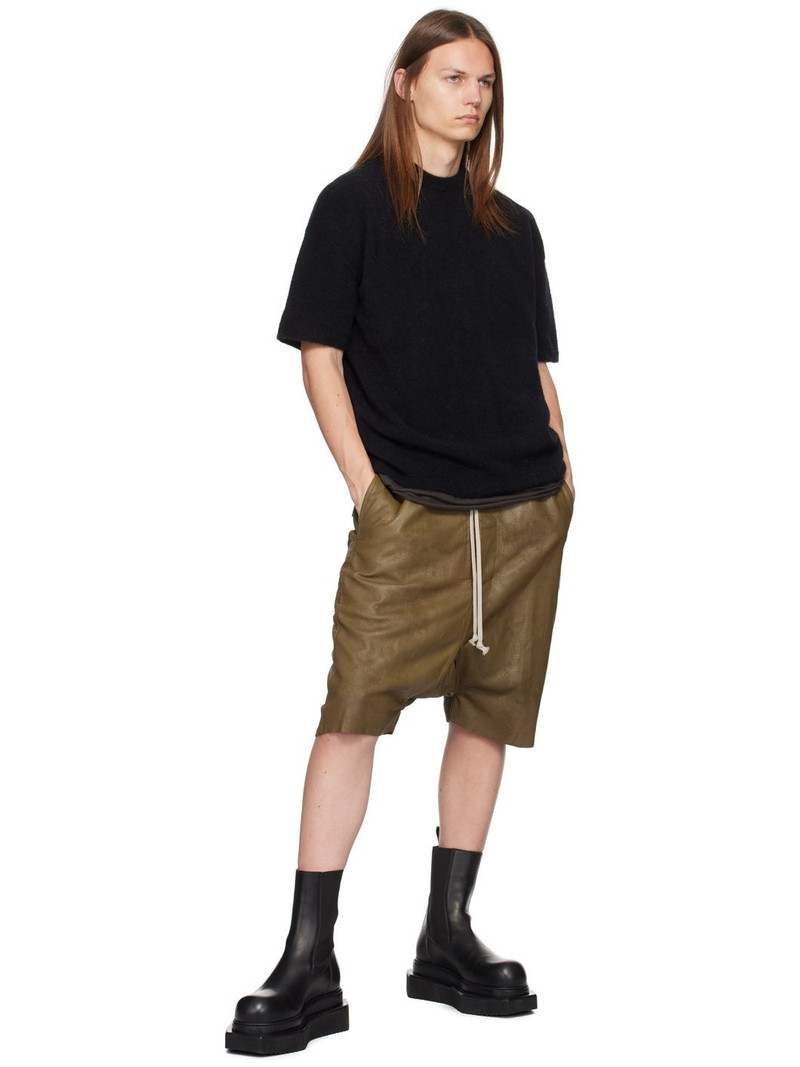 Rick Owens Brown Megablister Leather Shorts outlook