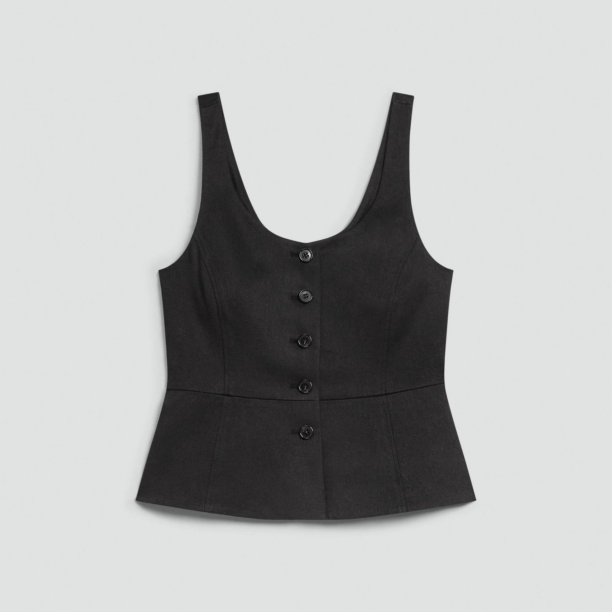 Peplum Vest in Linen-Viscose - 1
