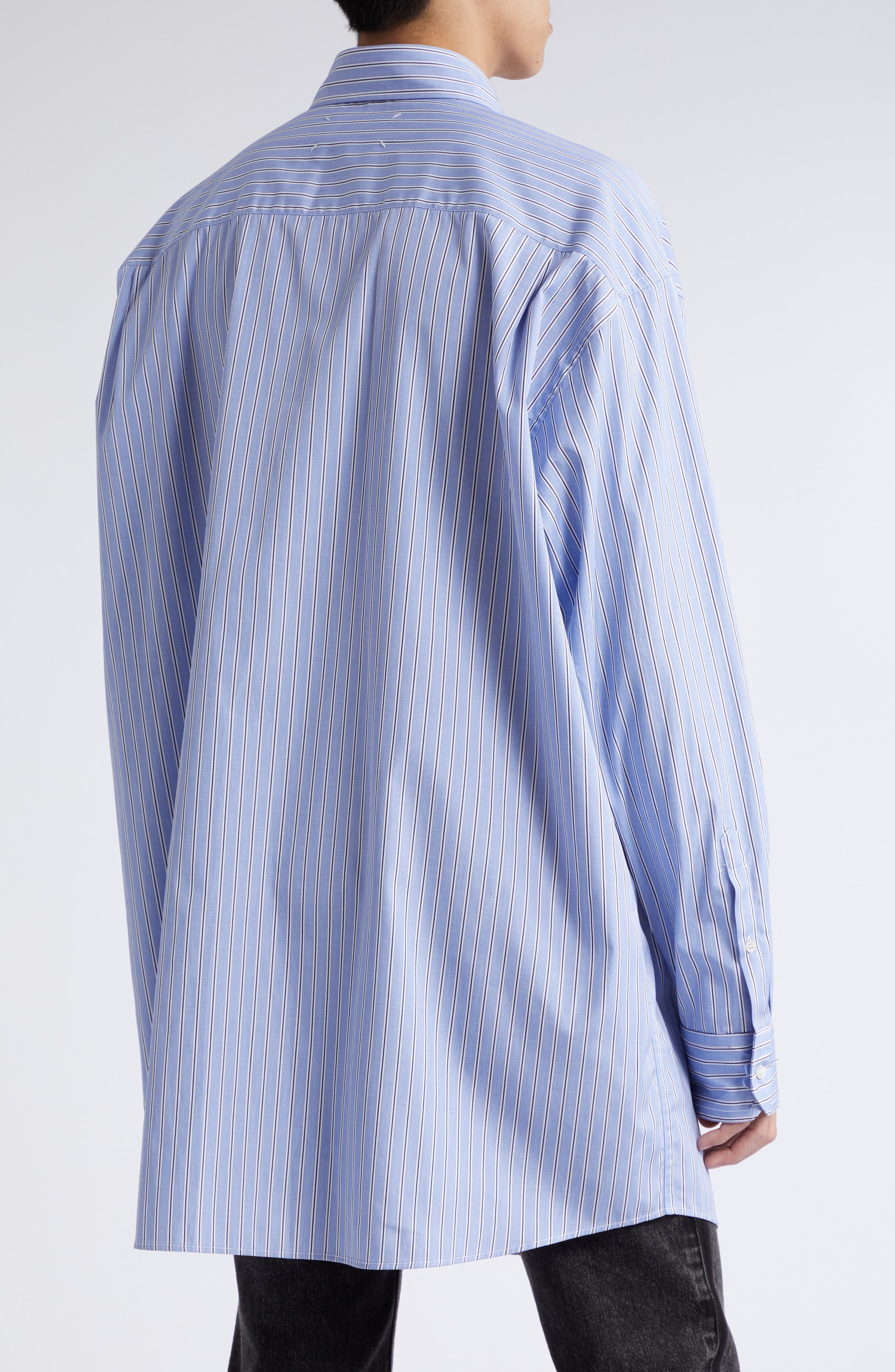 Stripe Oversize Organic Cotton Oxford Button-Down Shirt - 3