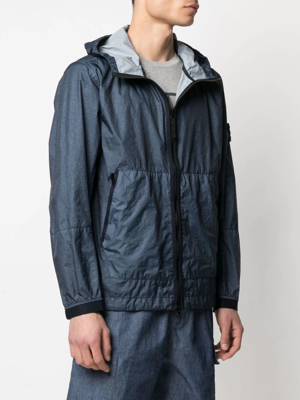 brand-patch lightweight hooded jacket - 3