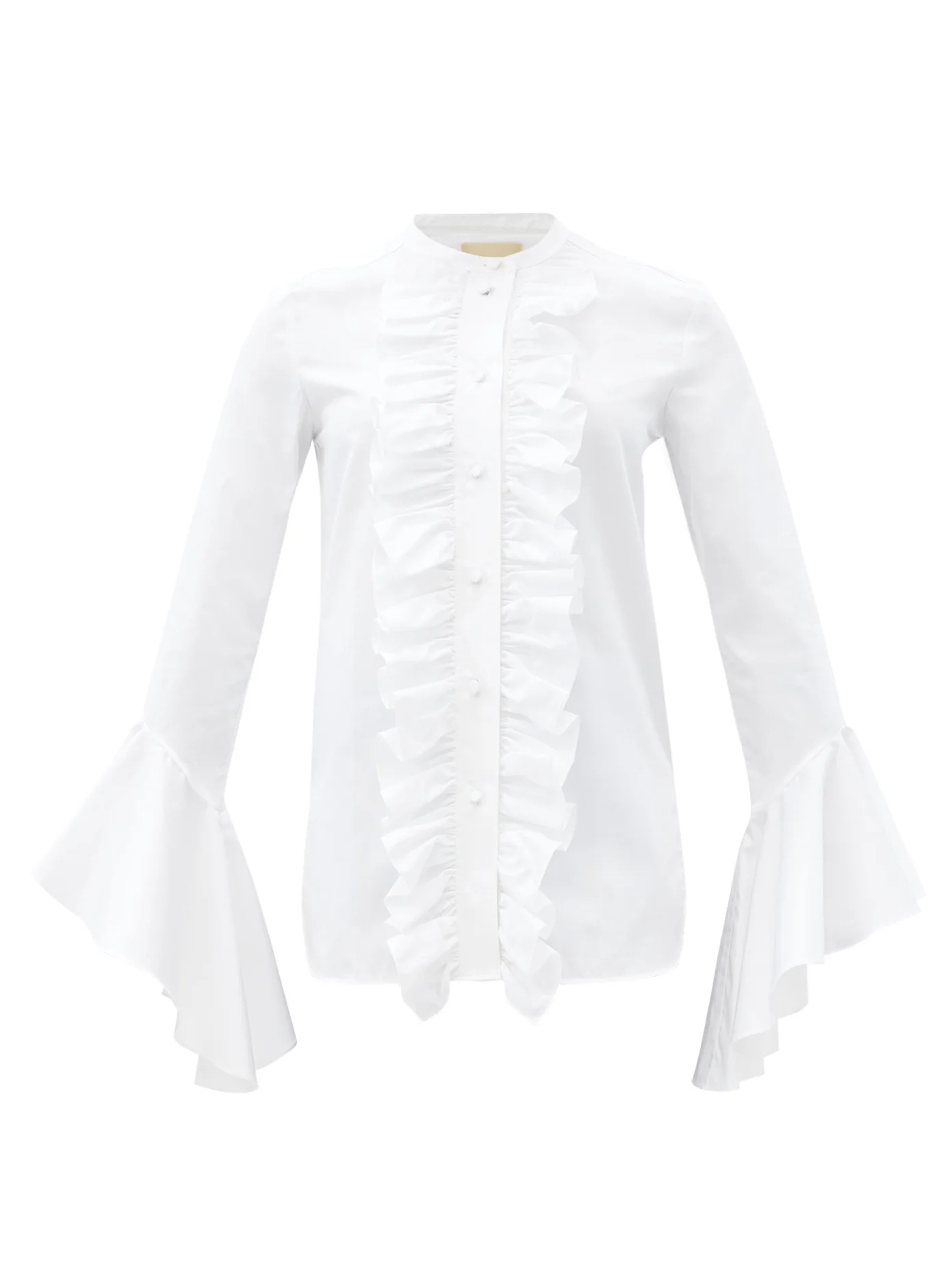 Keith trumpet-sleeve ruffled cotton-poplin blouse - 1