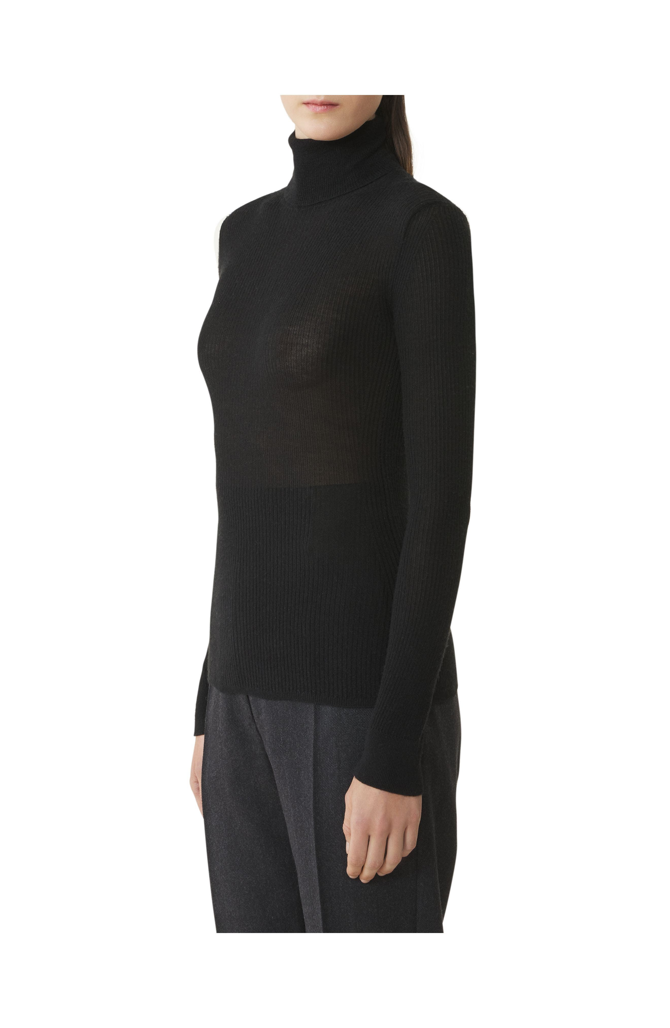 Lanvin Merino Wool And Silk Turtleneck Sweater in Noir at Nordstrom - 3