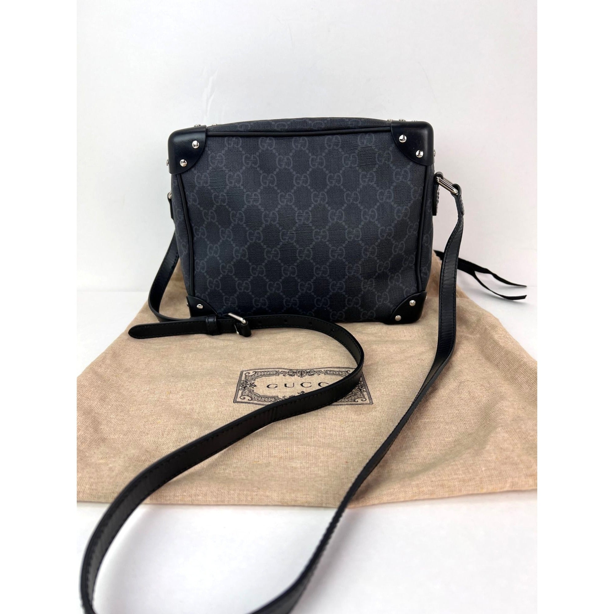 Gucci Black GG Supreme Selleria Square Messenger Bag - 2