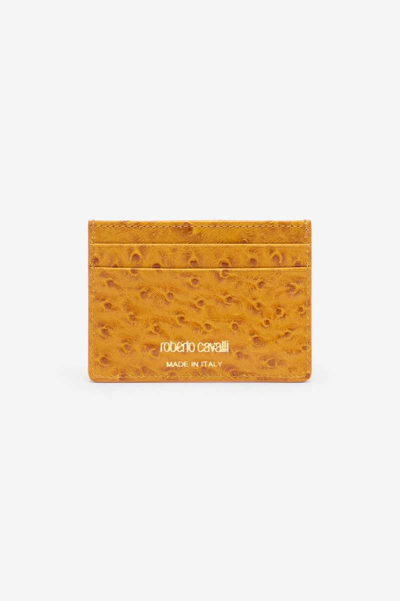 Roberto Cavalli Ostrich-Effect Flat Card Holder outlook
