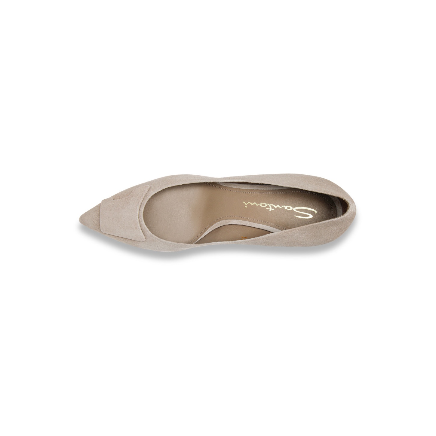 Women's beige suede mid-heel Santoni Sibille pump - 5