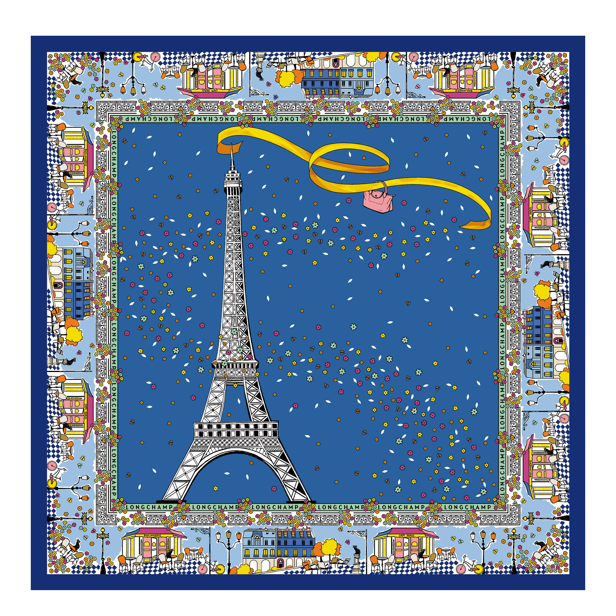 Le Pliage in Paris Silk scarf Cornflower - Silk - 1