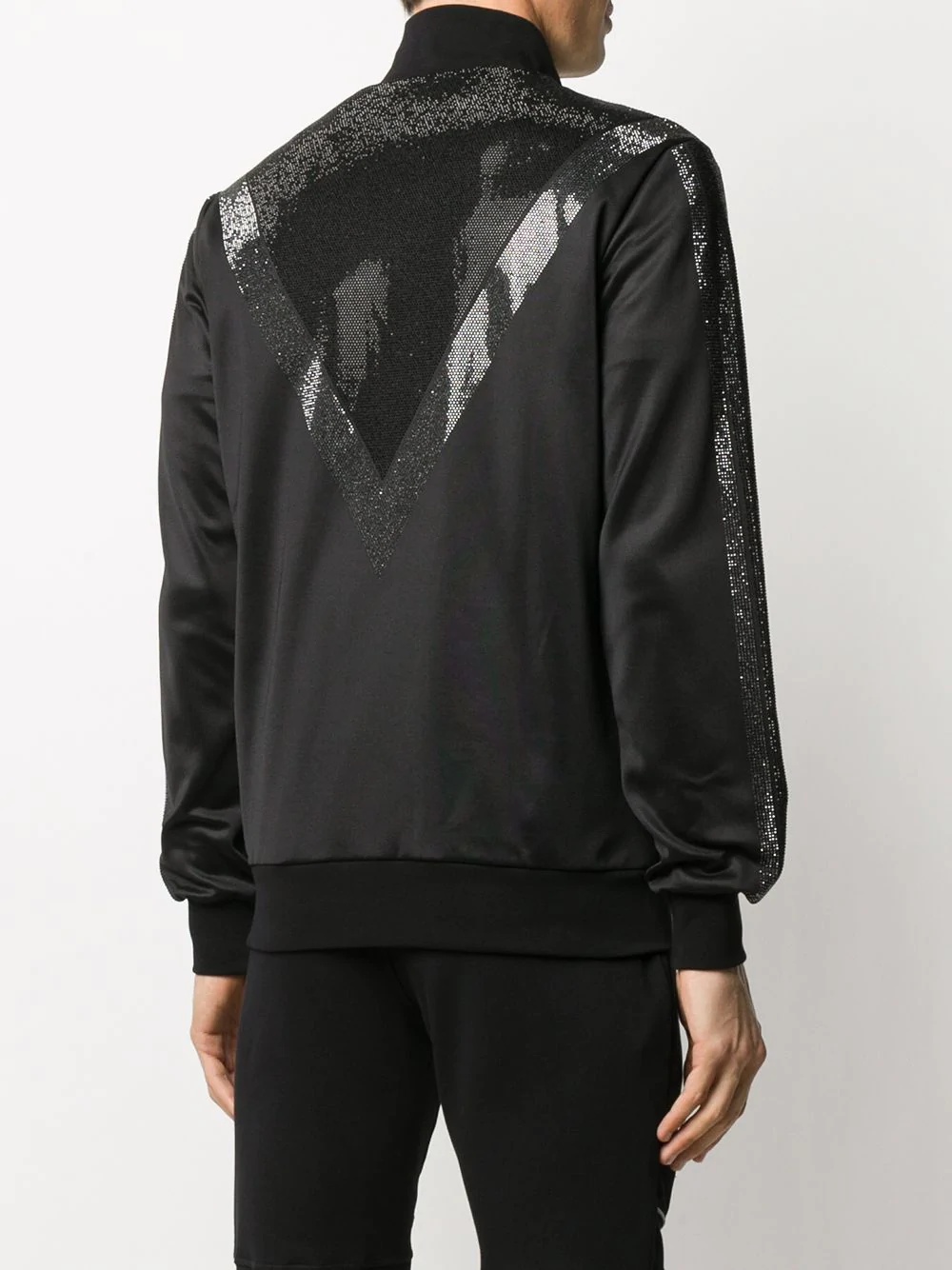 chevron-rhinestone bomber jacket - 4