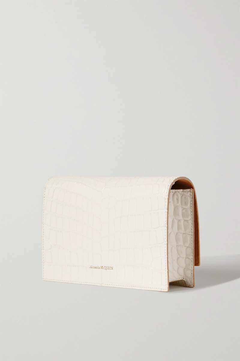 Skull mini embellished croc-effect leather shoulder bag 3