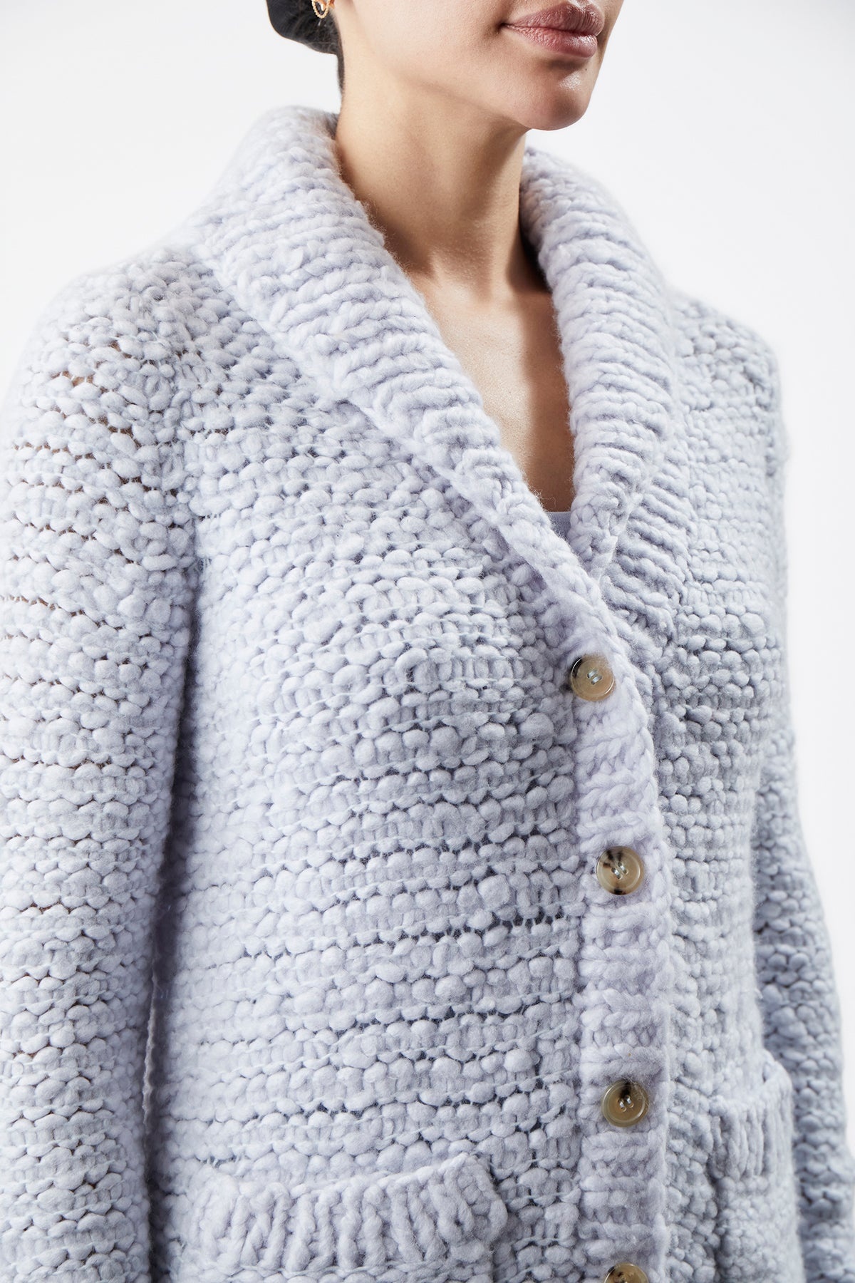 Moses Knit Cardigan in Halogen Blue Welfat Cashmere - 5