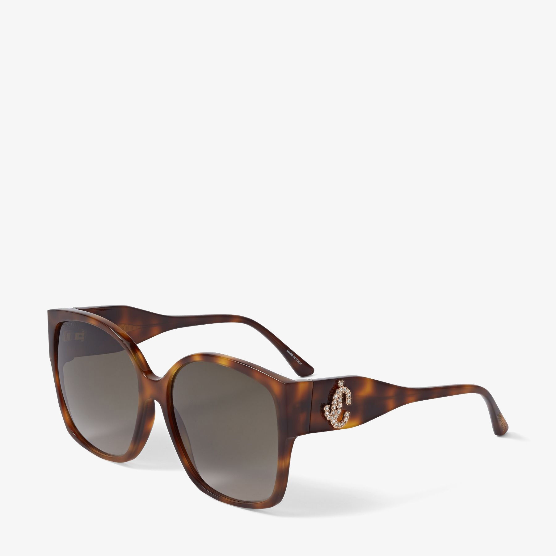 Noemi
Dark Havana Square-Frame Sunglasses with Crystal JC Logo - 3