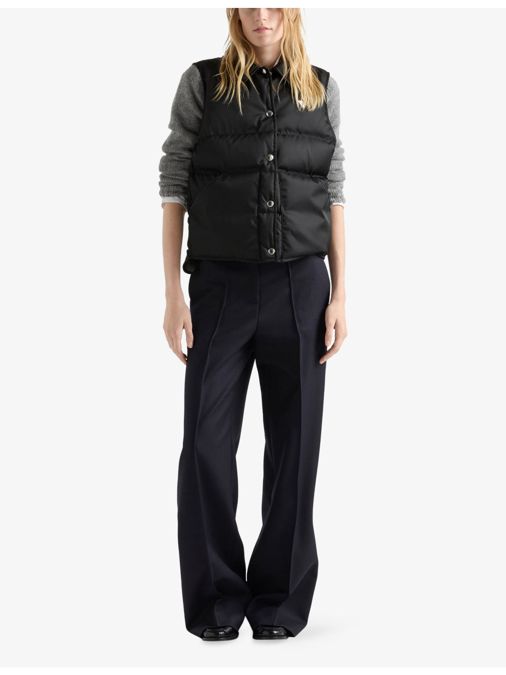 Re Nylon Collared Shell-Down Gilet - 2