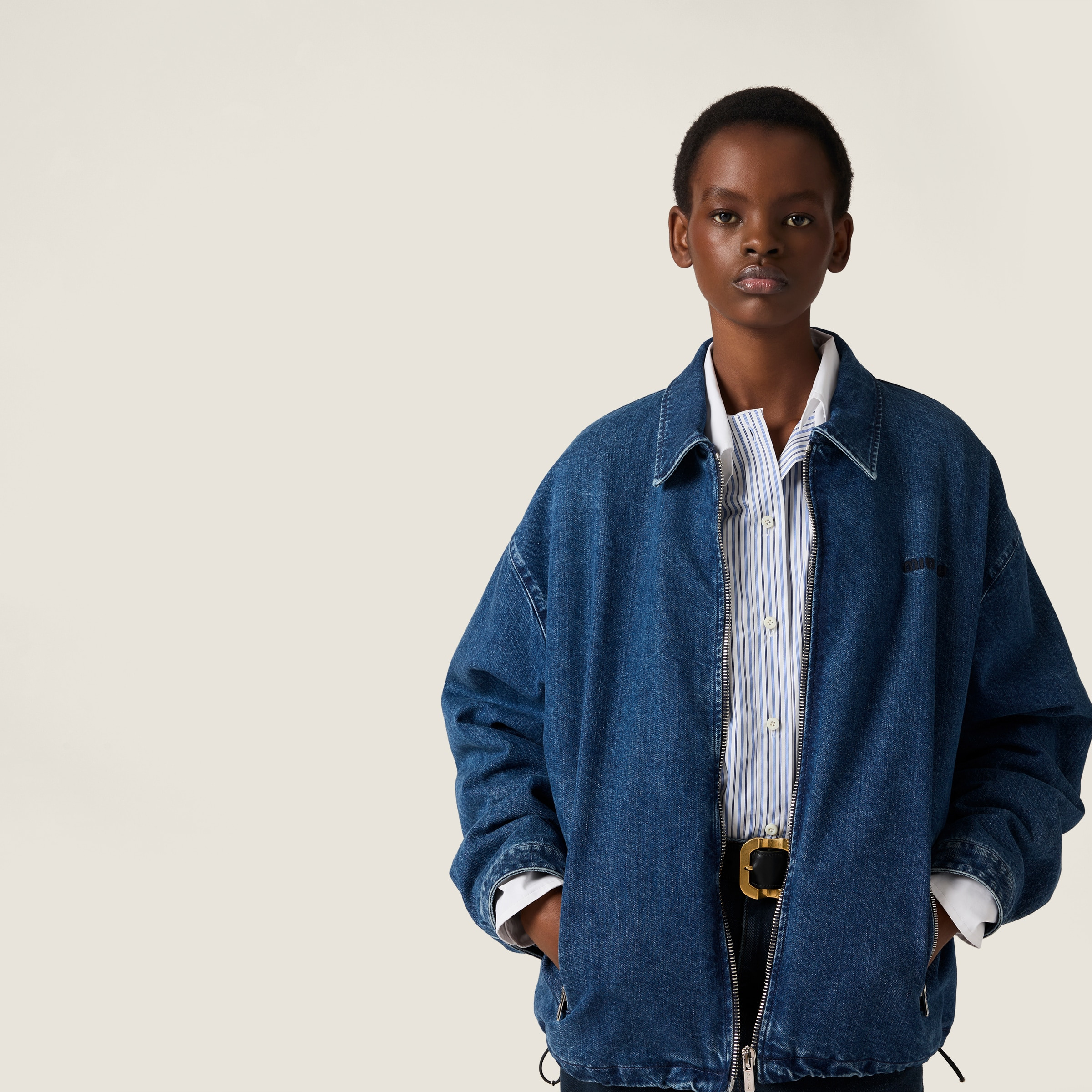 Cashmere denim blouson jacket - 5
