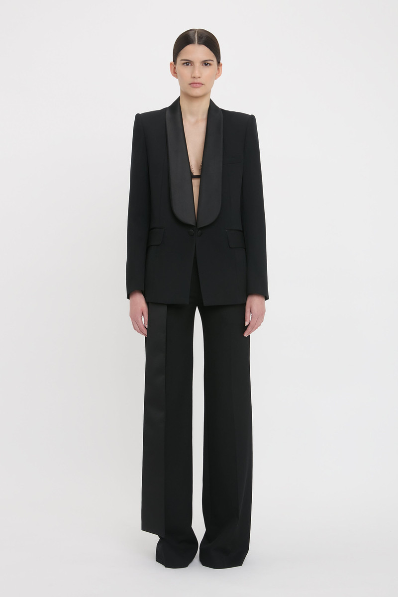 Victoria Beckham Shawl Collar Tuxedo Jacket In Black outlook