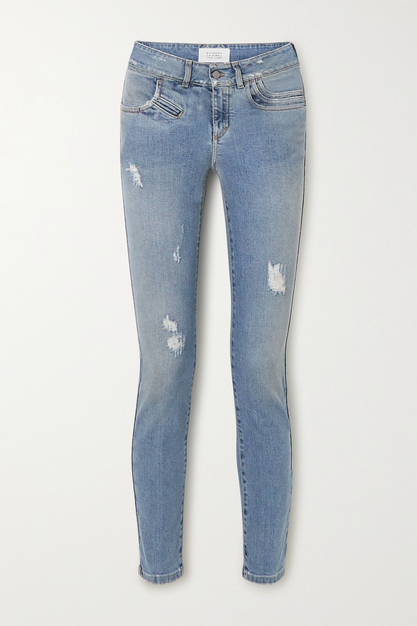 Distressed mid-rise skinny jeans - 1