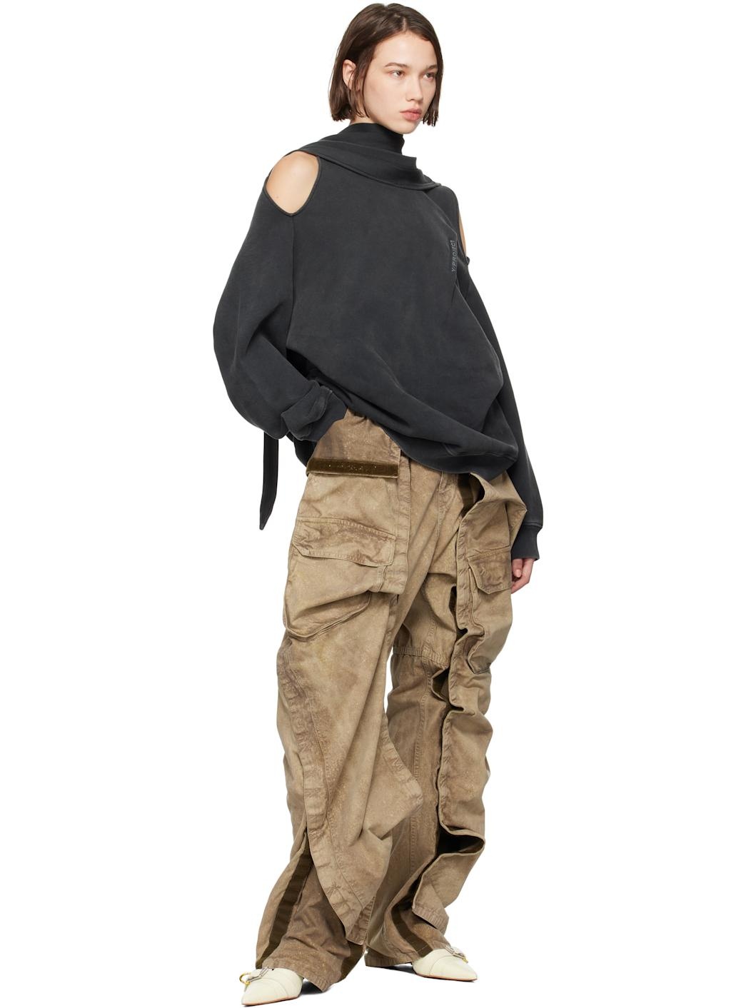 Khaki Velcro Cargo Pants - 4