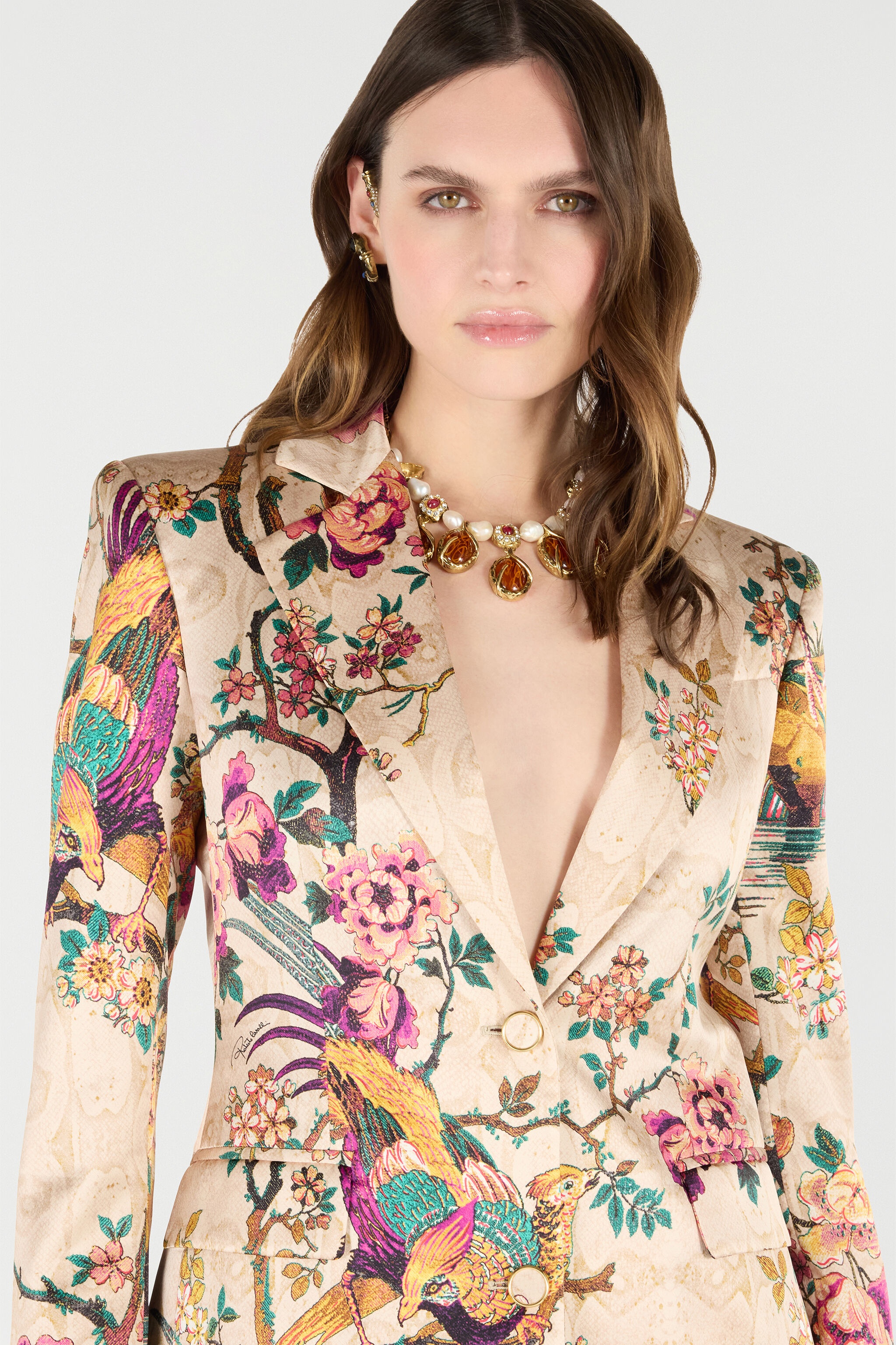 Silk Jacket With Flower And Pheasant Print - 6