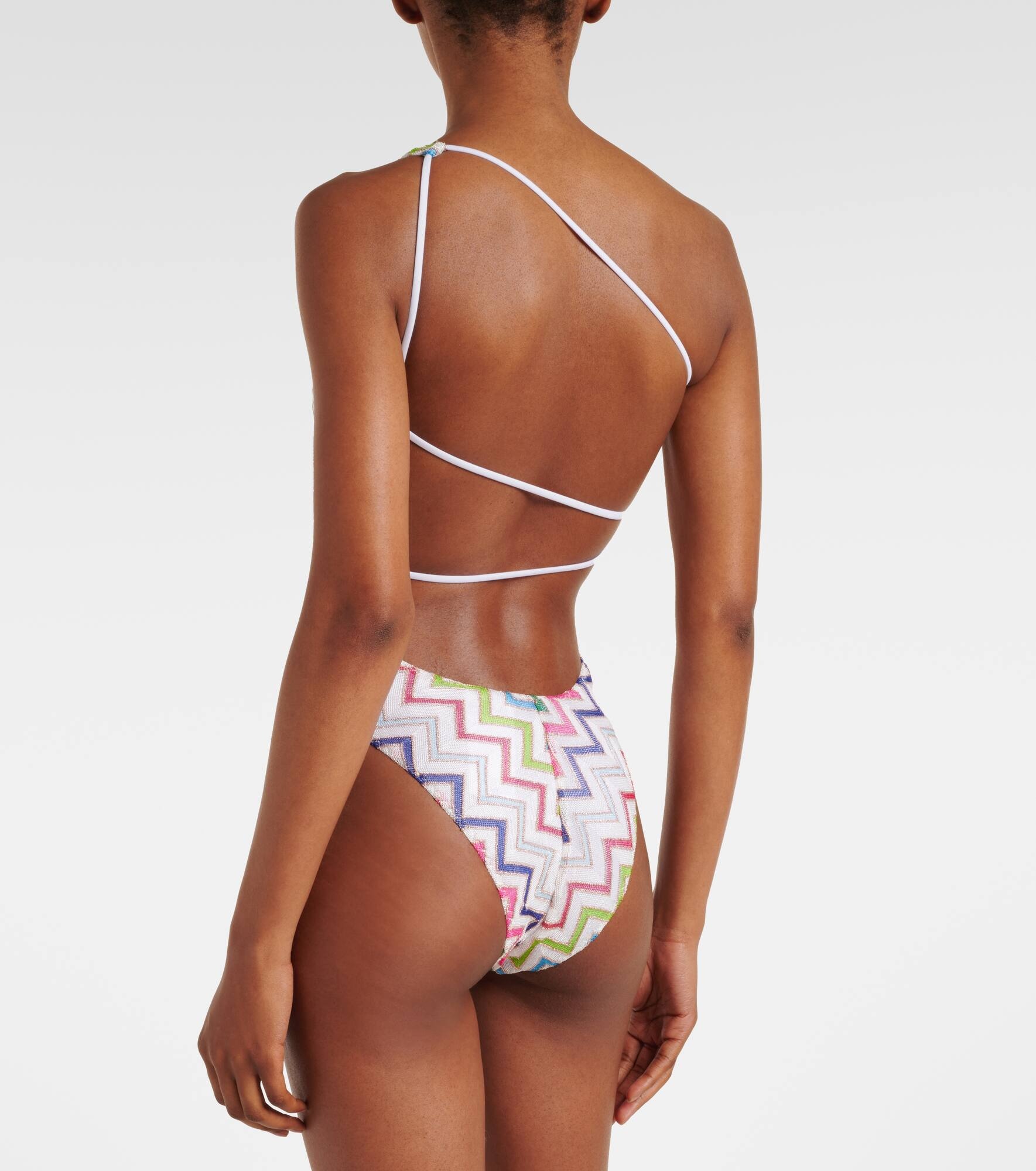 Zigzag one-shoulder lamé swimsuit - 3