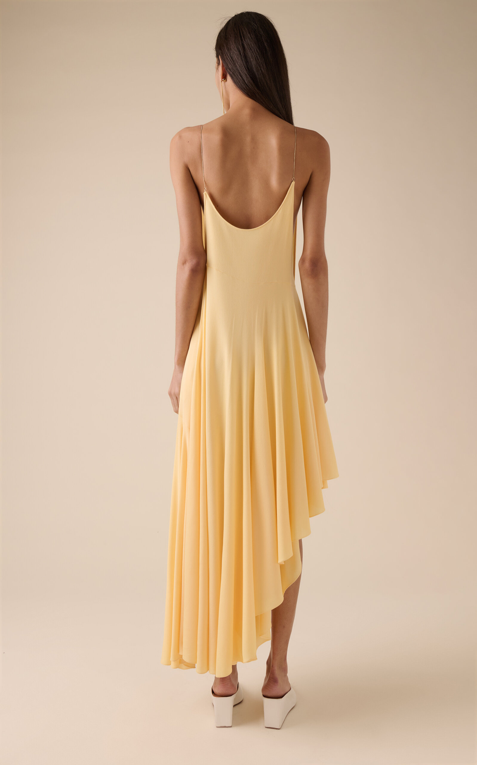 Asymmetric Cotton Midi Slip Dress yellow - 4