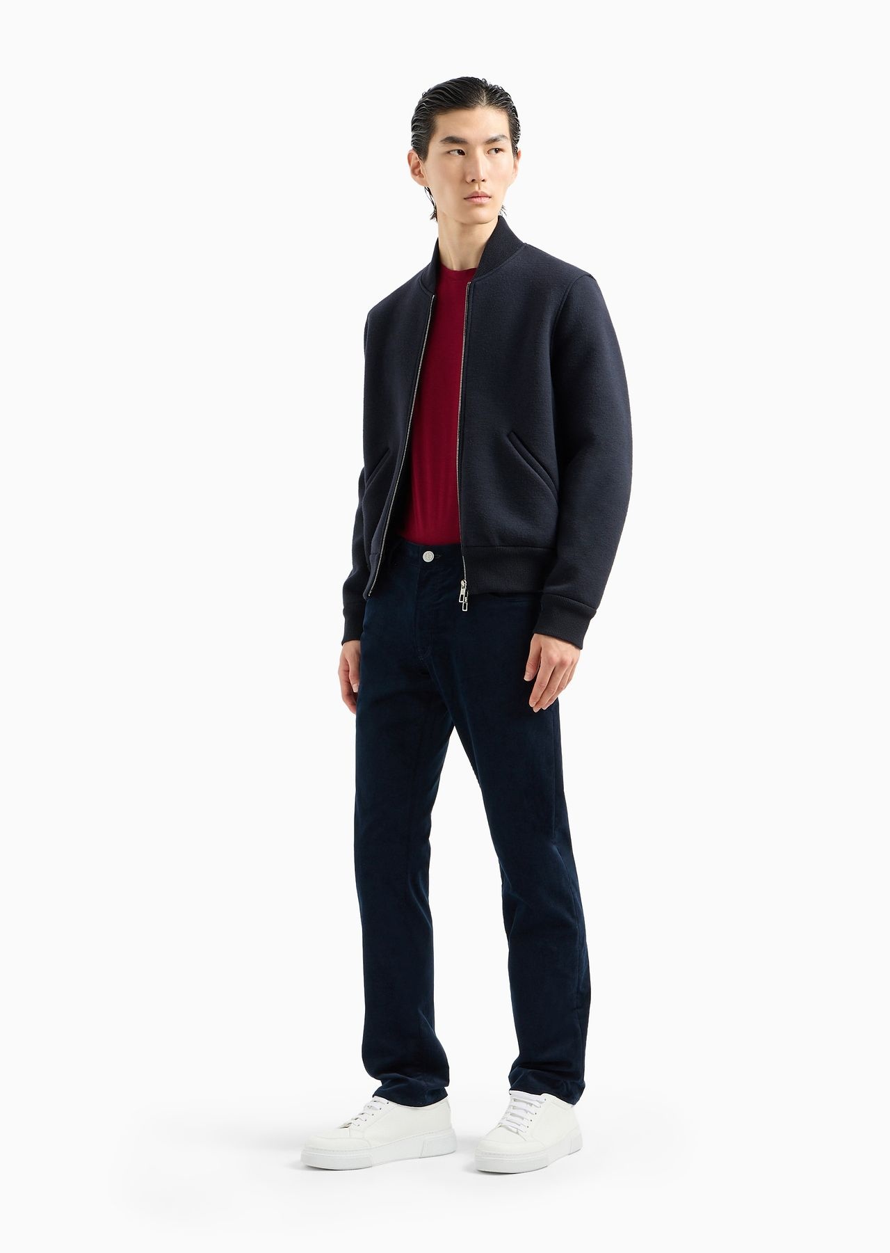 Regular-fit, five-pocket trousers in ribbed cotton and cashmere - 4