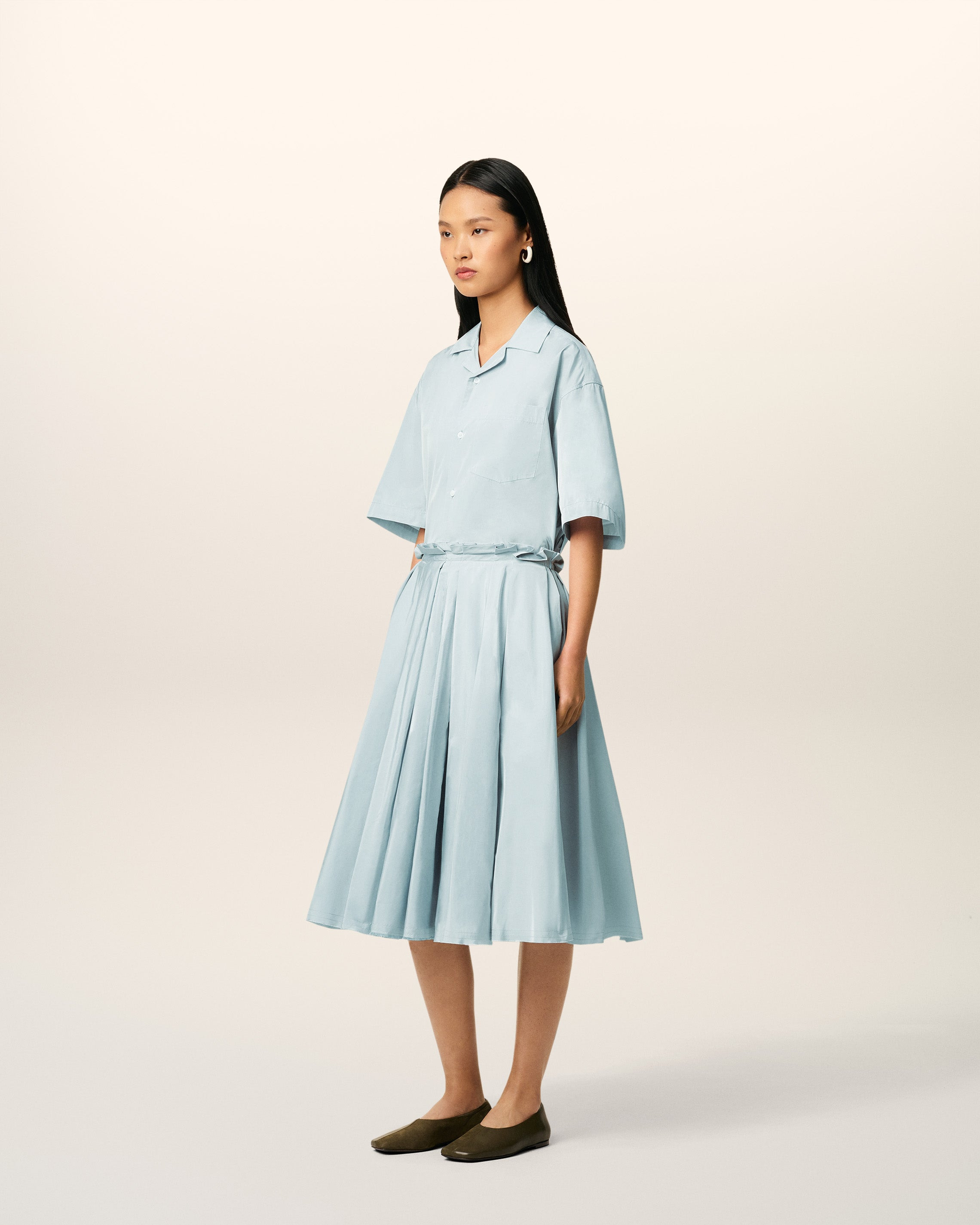 BLUE TAFFETAS MIDI COROLLA SKIRT - 6