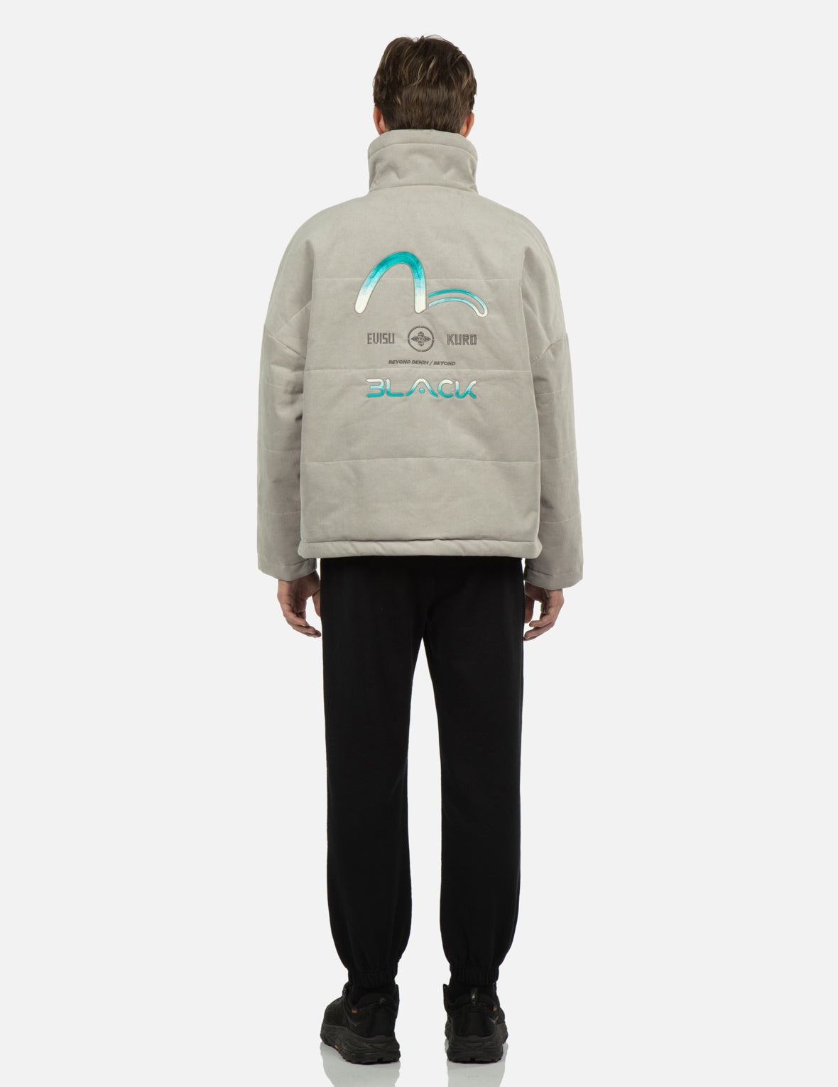 Gredient Seagull Embroidery Padded Jacket - 5