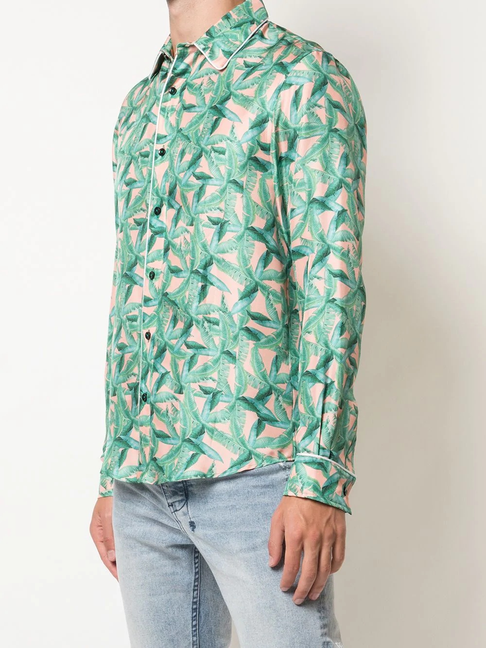 banana leaf satin pajama shirt - 3