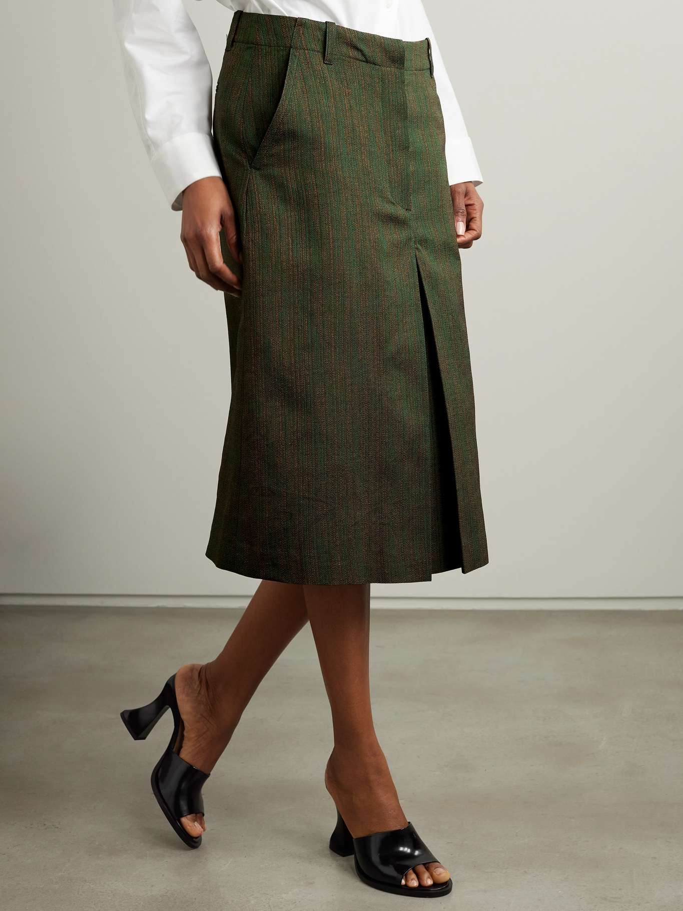 Metallic cotton-blend jacquard midi skirt - 3
