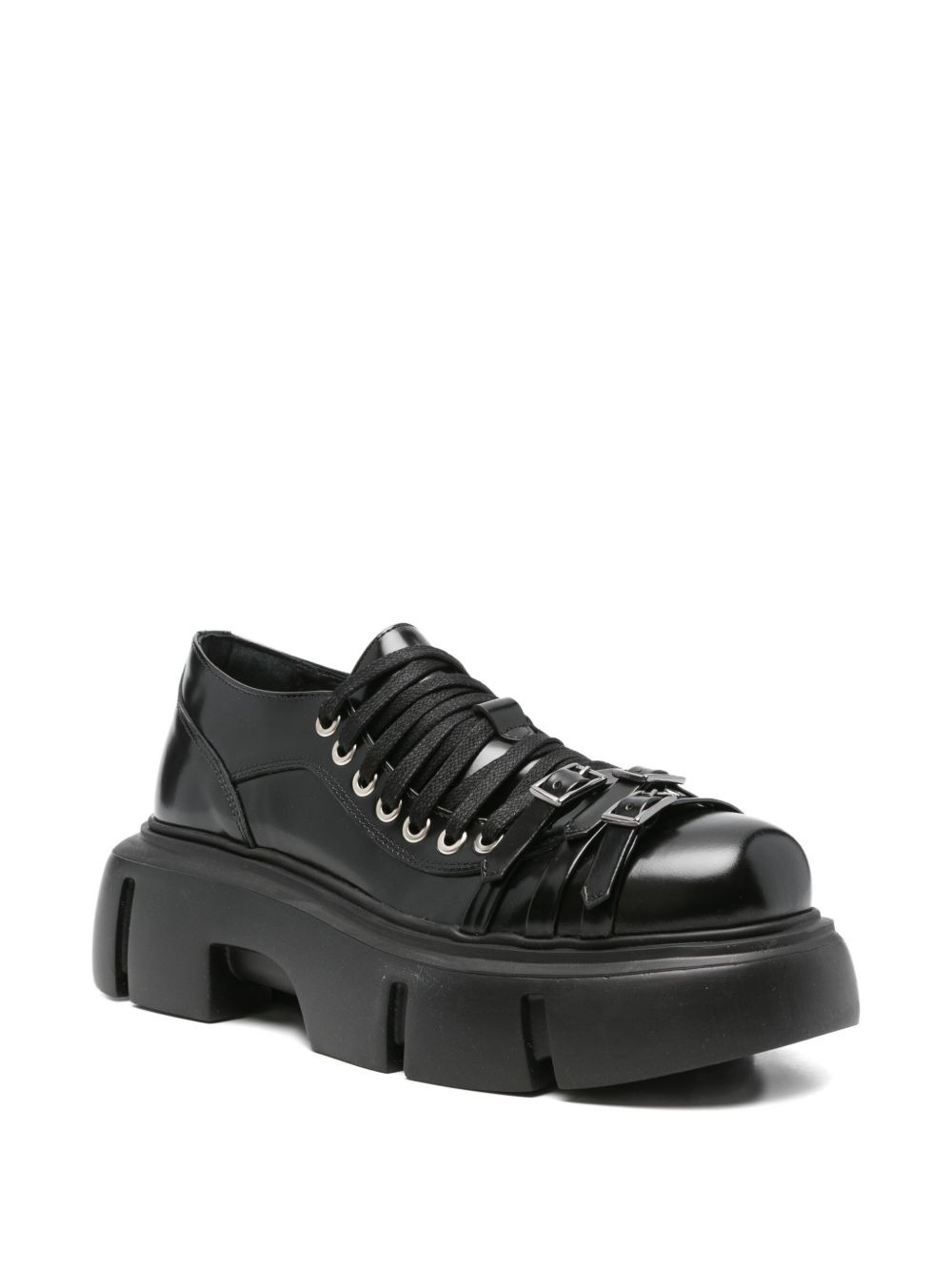 buckle-strap platform boots - 2