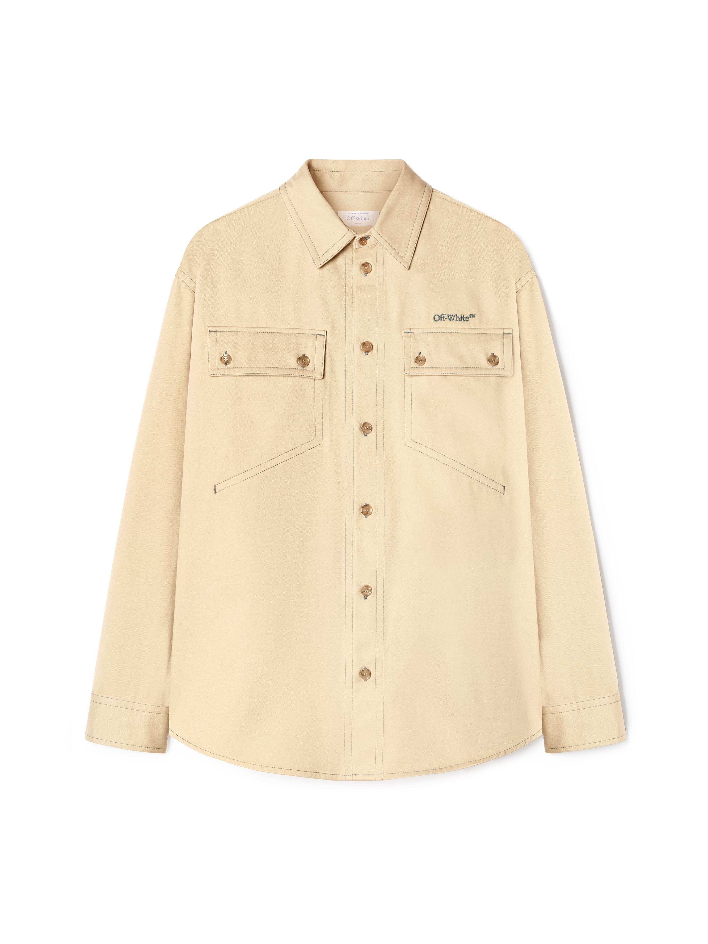 Beige Stitch Military Overshirt - 8